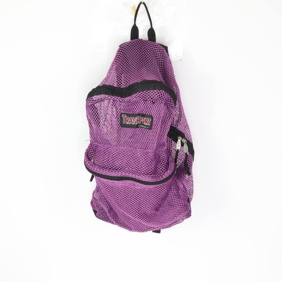 90s TranSport See Through Mesh Bag Backpack Purple - Picture 1 of 8